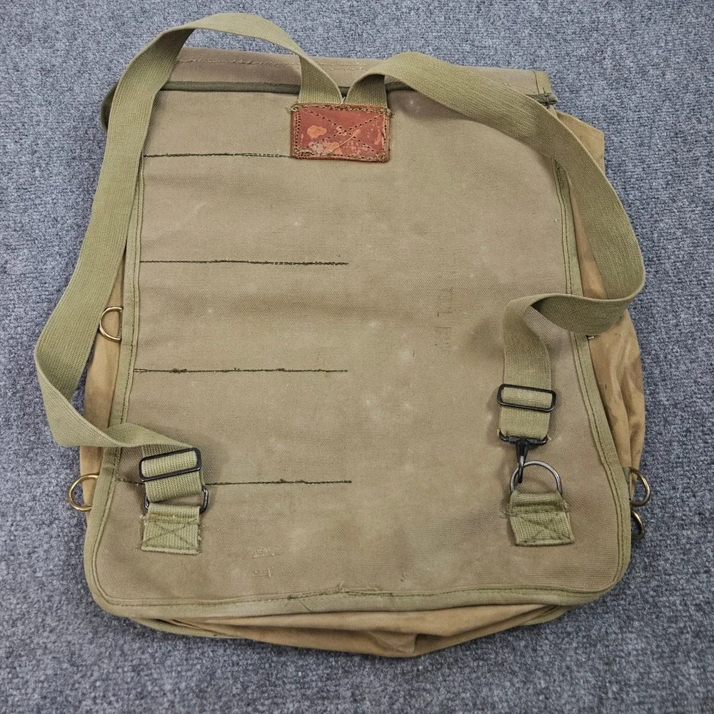 Vintage 50s Globe Trotter Camping Equipment Backpack Khaki Canvas Americana Work